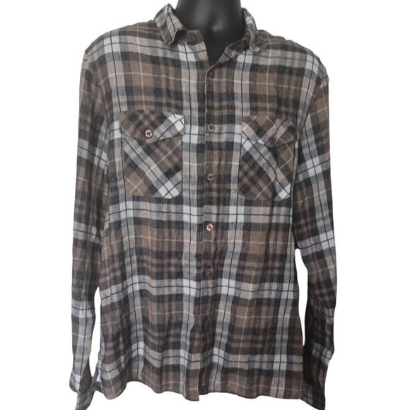 FRADI Linen Button Flown Shirt Brown Mens XL Italy - Picture 1 of 5